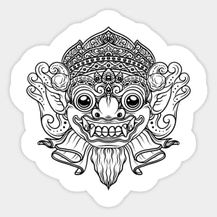 Balinese Barong Sketch with Cute and Cool Baby Face Sticker